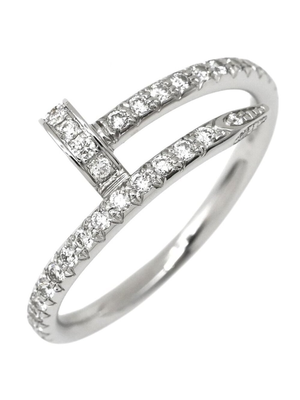 Cartier Ring Juste un Clou SM Semi Pave Diamond White Gold 52 18k WG Repair